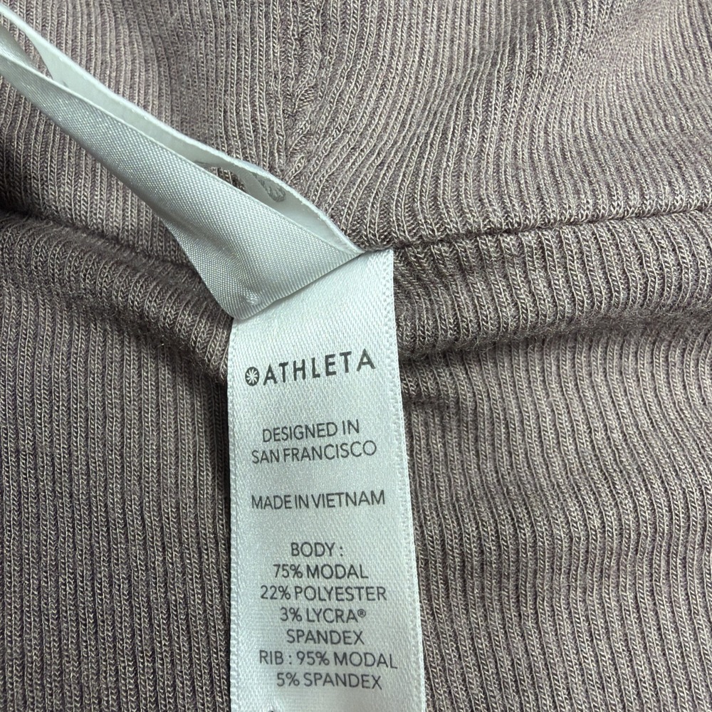 ATHLETA Long Duster Cardigan Open Sweater Sz Small Brown Fitted Sleeve Relaxed - Picture 5 of 10